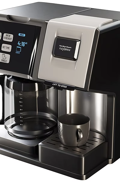 Modern Automatic Coffee Maker With Digital Display Glass Carafe And Stainless Steel Design 3d model