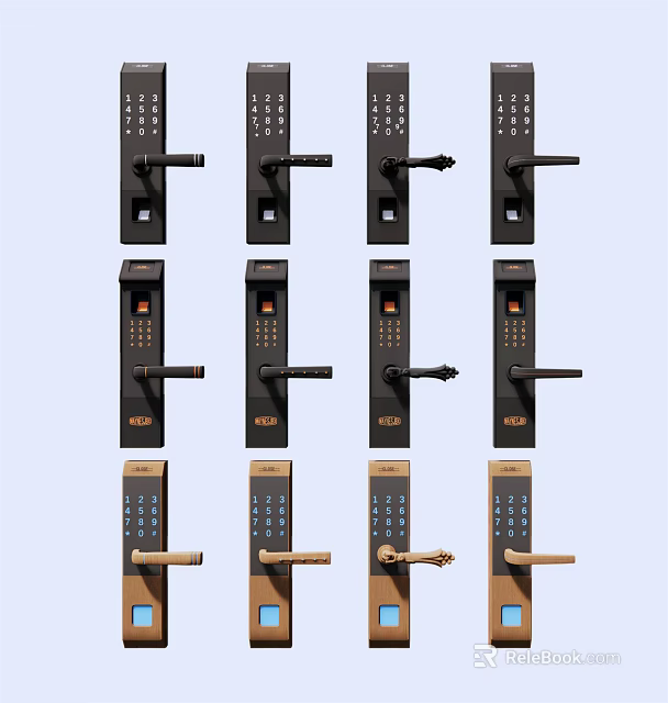 Smart Electronic Door Handles With Multiple Designs And Security Features For Home Use 3d model