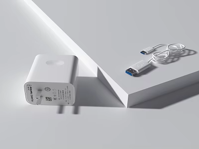 White Fast Charging Phone Charger With USB C Cable And Portable Design For Mobile Devices 3d model