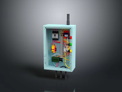 Light Blue Computer Control Module With Internal Wires Electronic Components And Antenna 3d model