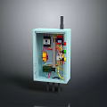 Light Blue Computer Control Module With Internal Wires Electronic Components And Antenna