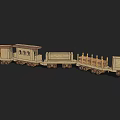 Wooden Building Blocks Train With Locomotive Carriages Wheels Fence Structure And Tower