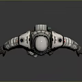 Detailed Silver Astronaut Suit 3D Model With Helmet Armor And Red Accents
