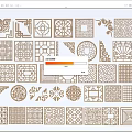 Chinese-style carved flower window door and window grille partition 3d model