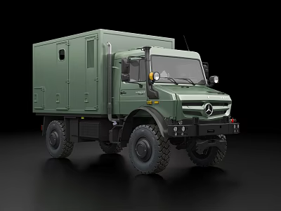 Green Mercedes Benz Functional Vehicle with Large Tires Cargo Box And Cab Windows 3d model