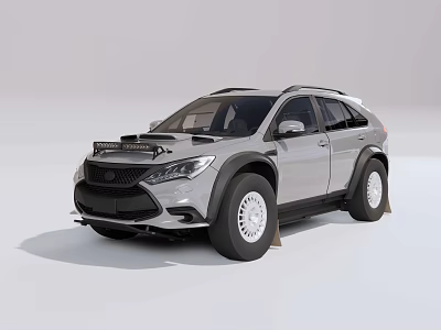 Silver Off Road Style SUV With Large Wheels And Black Front Accents 3d model