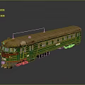Vintage Green and Brown Train Model With Multiple Windows and Reflective Surface 3d model