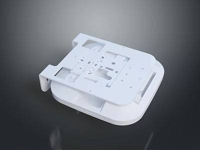 White Plastic Square Component With Holes Grooves And Bottom Support Structure For Electronic Device Base 3d model
