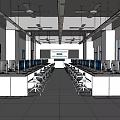 Simple computer classroom computer desks and chairs 3d model