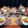 Festive Halloween Pumpkin Tableware Set With Cutlery Dishes And Decorations