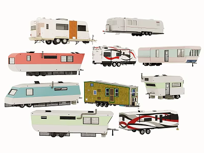 Various Recreational Vehicles With Colorful Exteriors And Unique Designs 3d model