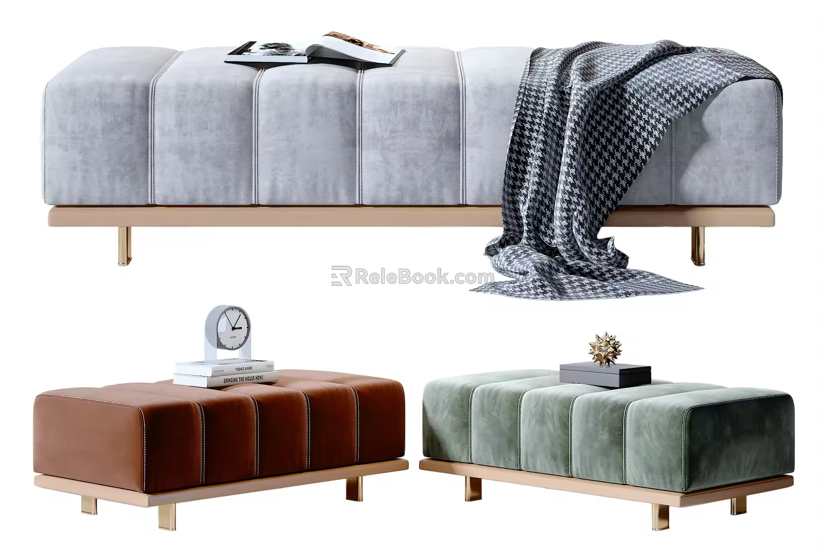 Light Luxury Bed End Stool Sofa Stool Bed End Stool Combination 3d model