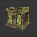 Ancient Stone Architectural Structure Featuring Carved Details Arched Doorway and Textured Pedestal Base