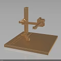 Orange Metal Mechanical Equipment With Vertical Horizontal Support Arms Sliding Components And Base Stand