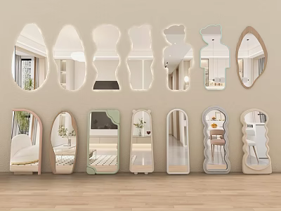 Stylish Various Shaped Decorative Mirrors for Modern Home Interior Display Collection 3d model