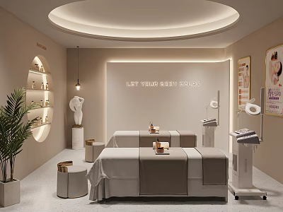 Relaxing Spa Room With Massage Beds And Soothing Decor 3d model