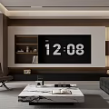 Modern Living and Dining Room Interior With TV Wall Bookshelf And Coffee Table