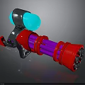 Sci Fi Weapon Design With Red Cylinder Purple Components Silver Accents And Blue Glowing Part