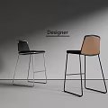 Designer Bar Stools With Black And Brown Seats And Metal Legs