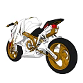 ATX-03 White Motorcycle With Gold Accents Red Details Gold Wheels And Streamlined Design