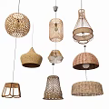 Woven Rattan Chandeliers With Various Handmade Designs For Home Lighting Decor