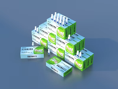 Xiao Chai Hu Granules Daily Life Supplies Packaging Boxes Stacked With Instruction Manual 3d model