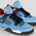 Blue Sneakers With Red Lining Black Laces Mesh Panels White Accents And Black Sole