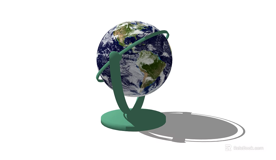 Elegant Decorative Ornament Set With Globe Design Green Stand And Stable Base 3d model 