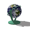 Elegant Decorative Ornament Set With Globe Design Green Stand And Stable Base