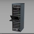 Electronic Equipment Server Rack With Open Laptop And Multiple Network Devices