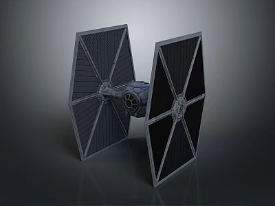 Detailed TIE Fighter 3D Model With Black Wings And Cockpit Details 3d model