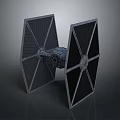 Detailed TIE Fighter 3D Model With Black Wings And Cockpit Details