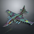 Detailed 3D Model of Camouflage Military Aircraft with Missile Launchers in Aerospace Design