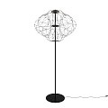 Modern Black Floor Lamp With Spherical Wire Frame Design And Slim Stand 3d model