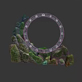 Moss Covered Rock Sculpture With Circular Clock Frame And Artistic Design