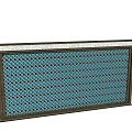 Modern Feature Wall With Blue Grid Pattern And Decorative Wooden Frame 3d model