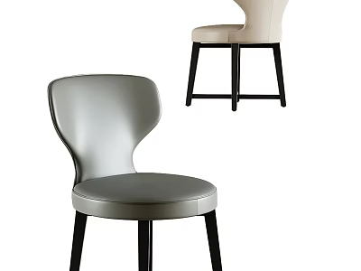 Modern Accent Chair With Leather Upholstered Curved Backrest Gray And Beige Design Black Legs 3d model