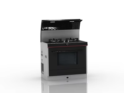 Sleek Modern Kitchen Gas Stove Oven Combo Appliance Black Silver Design 3d model