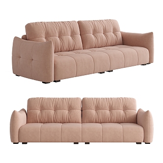 modern double sofa cream sofa 3d model