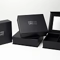 Design Circles Black Jewelry Display Set With Open Closed Boxes Compartments And Mirrored Case