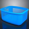 Blue Plastic Storage Basket With Grid Pattern For Home Organization 3d model