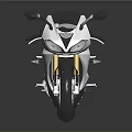 Modern White And Yellow Sport Motorcycle With Sleek Body Black Seat And Alloy Wheels