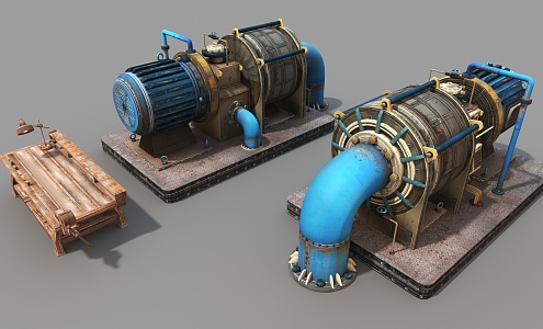 Industrial equipment Industrial generator Large motor pumping machine 3d model