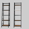 Tall Multi Tiered Shelving Unit With Black Frame And Wooden Wire Racks