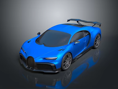 Blue Modern Sports Car With Sleek Design And Rear Spoiler 3d model