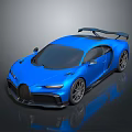 Blue Modern Sports Car With Sleek Design And Rear Spoiler