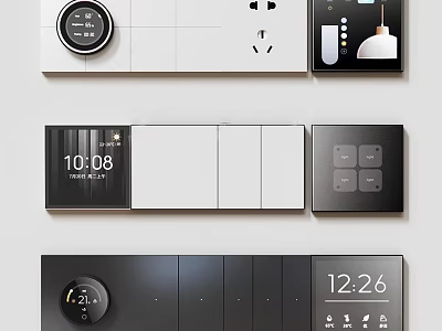 Modern Smart Control Panels With Digital Displays Time And Switches 3d model