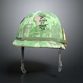 Camouflage Military Helmet With Born To Die Text And Bullet Accent