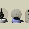 Festive Decorative Ornament Set With Christmas Tree Snow Globe And Butterfly Glass Dome Bases