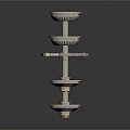 White Three Tiered Decorative Stand With Round Tiers And Curved Arm